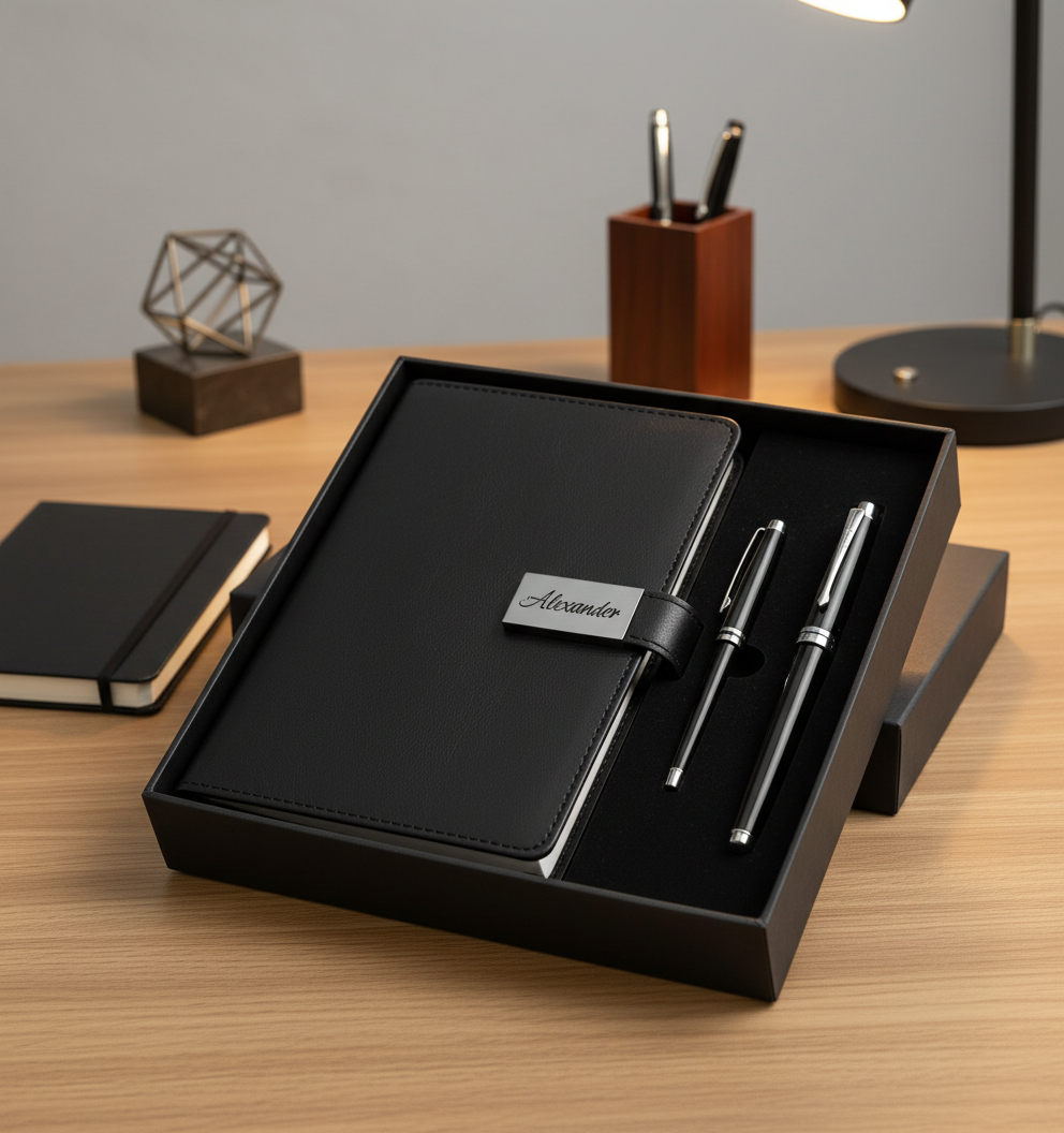 Black leather journal set