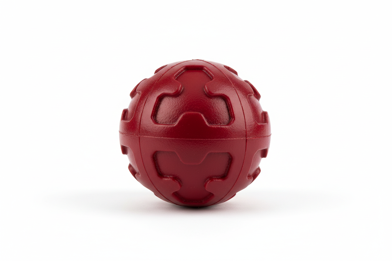 Red rubber ball studio shot