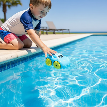 Amphibious toy car in pool