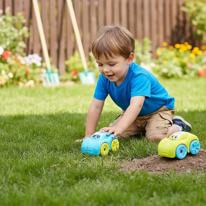 Amphibious toy car on grass