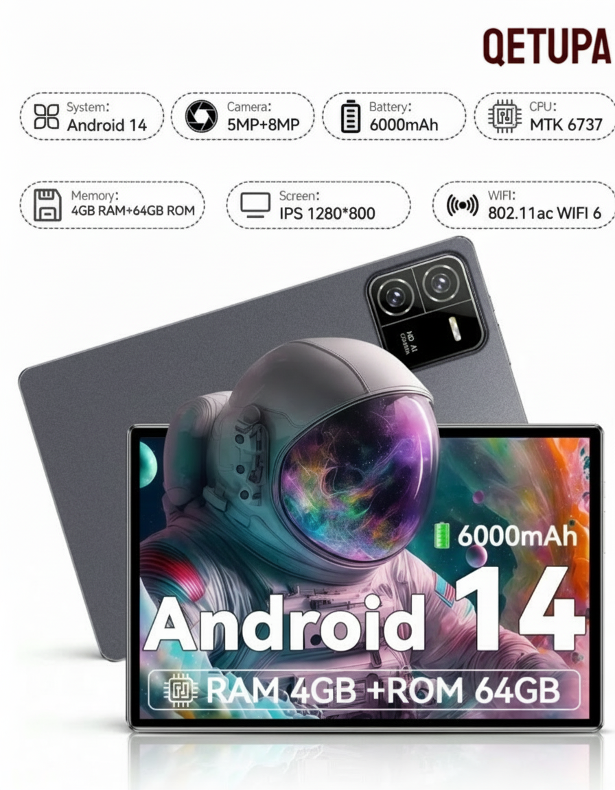 Android tablet on white surface