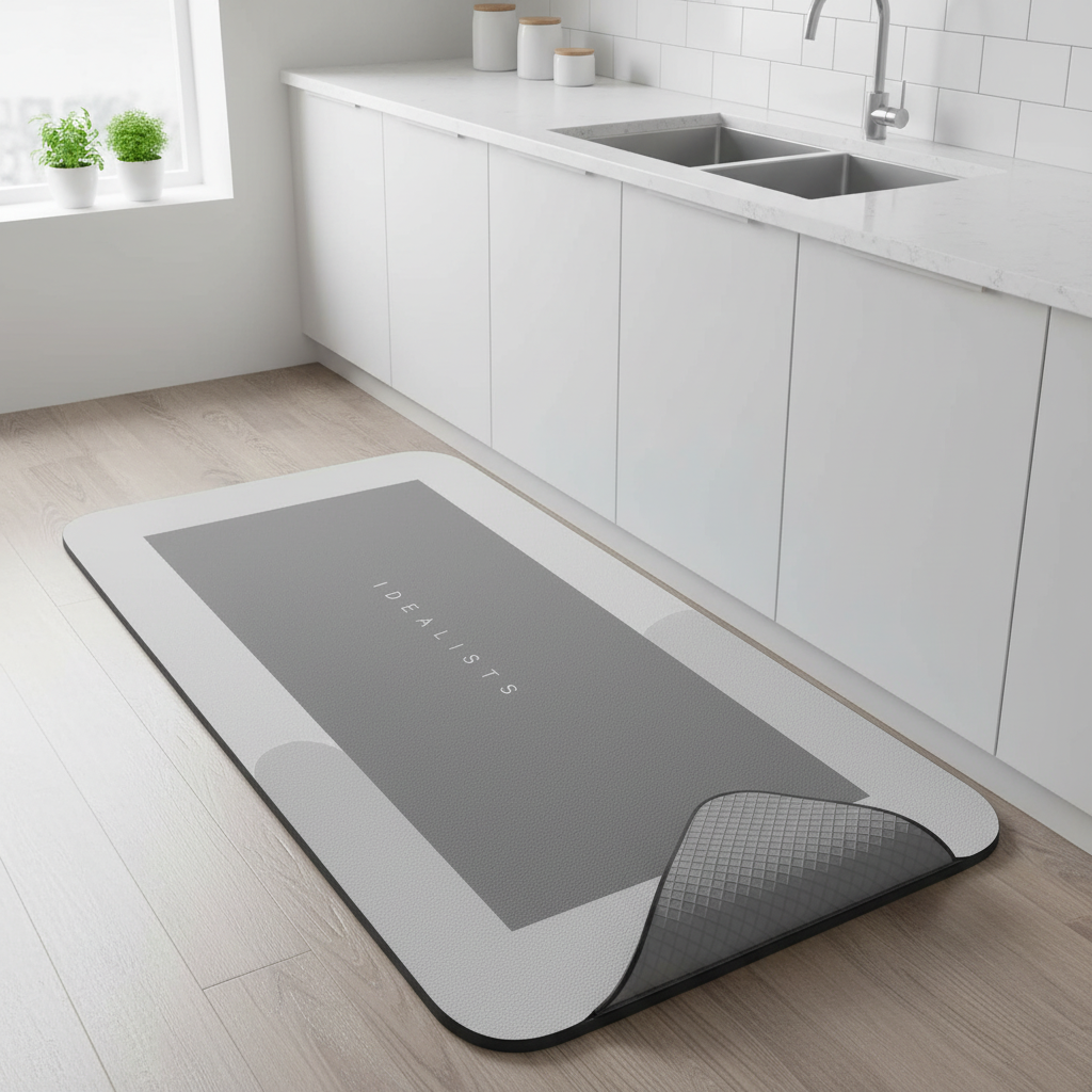 Bathroom mat in kitchen