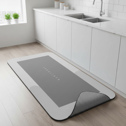 Bathroom mat in kitchen