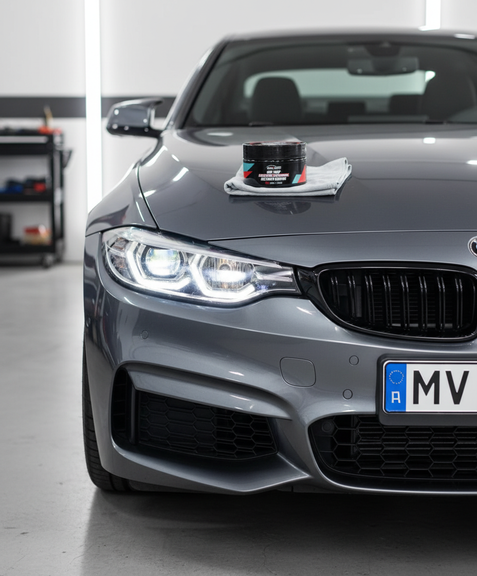 Crystal clear headlights on car