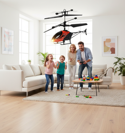 Family enjoying helicopter