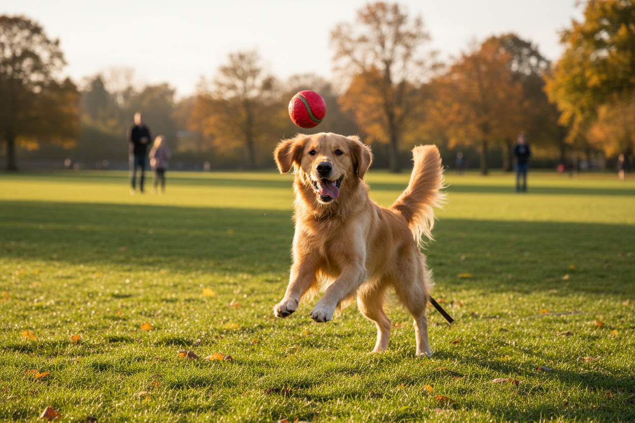 Dog playing fetch with ball