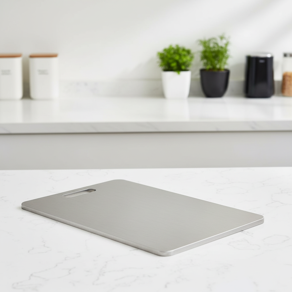 Titanium cutting board on counter