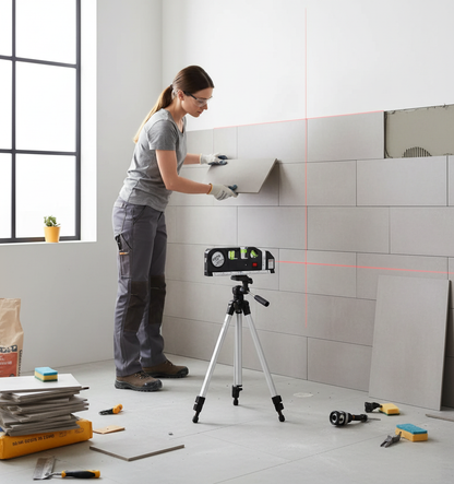Using laser level for tiling